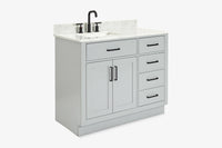 Ariel hepburn 42-43 in. left offset rectangle sink vanity with 0.75-1.5 inch with countertop