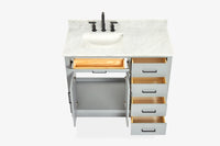 Ariel hepburn 42-43 in. left offset rectangle sink vanity with 0.75-1.5 inch with countertop