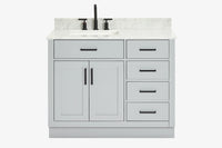 Ariel hepburn 42-43 in. left offset rectangle sink vanity with 0.75-1.5 inch with countertop
