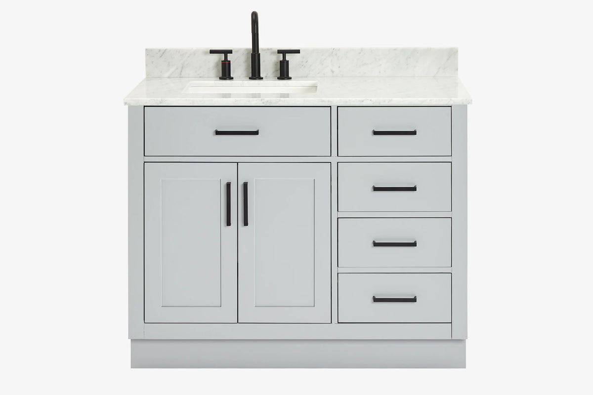 Ariel hepburn 42-43 in. left offset rectangle sink vanity with 0.75-1.5 inch with countertop