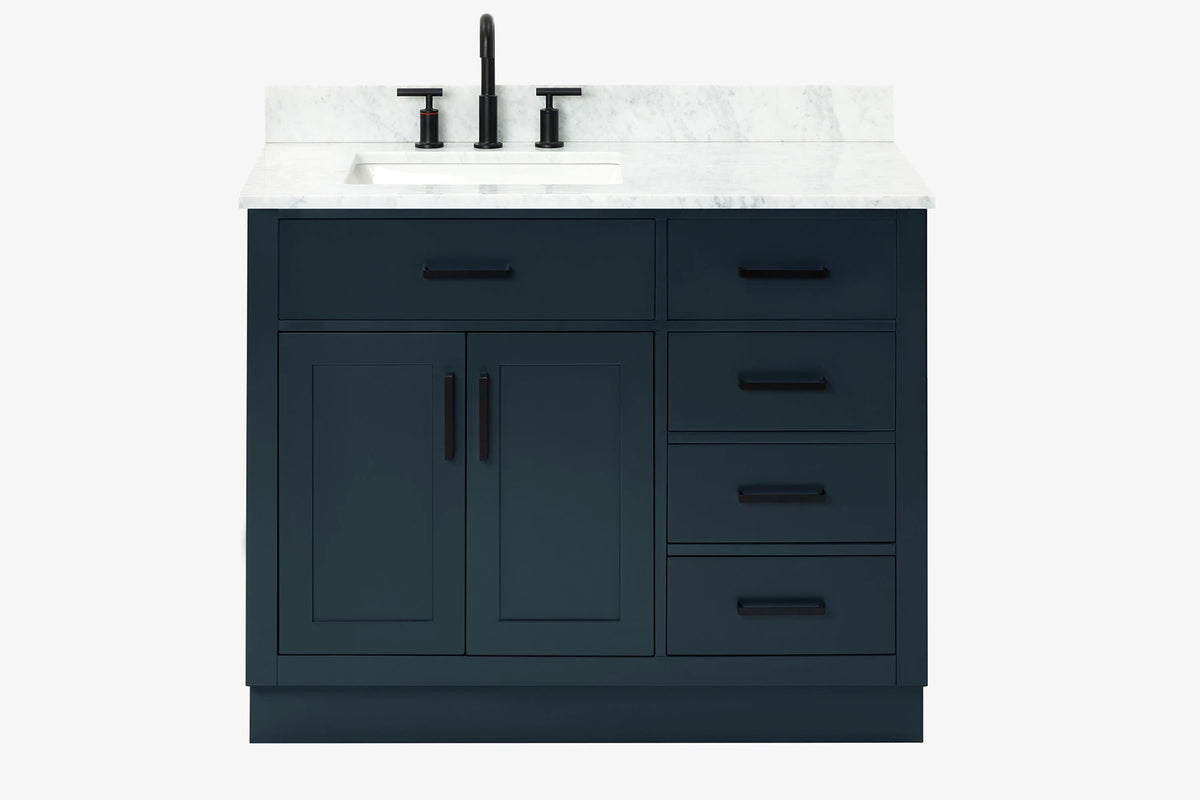 Ariel hepburn 42-43 in. left offset rectangle sink vanity with 0.75-1.5 inch with countertop