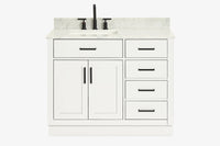 Ariel hepburn 42-43 in. left offset rectangle sink vanity with 0.75-1.5 inch with countertop