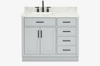 Ariel hepburn 42-43 in. left offset rectangle sink vanity with 0.75-1.5 inch with countertop