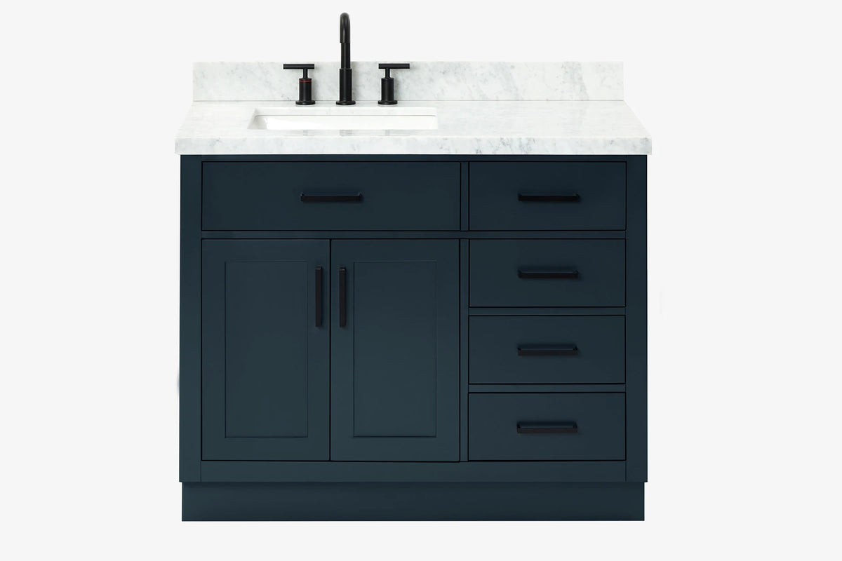 Ariel hepburn 42-43 in. left offset rectangle sink vanity with 0.75-1.5 inch with countertop