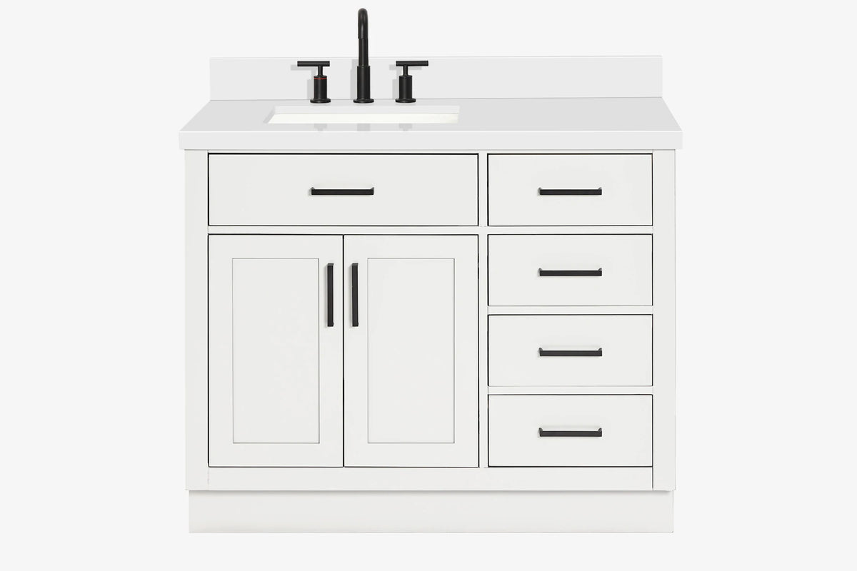 Ariel hepburn 42-43 in. left offset rectangle sink vanity with 0.75-1.5 inch with countertop