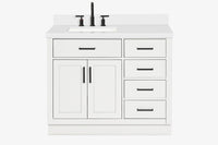 Ariel hepburn 42-43 in. left offset rectangle sink vanity with 0.75-1.5 inch with countertop