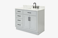 Ariel hepburn 43 in. right offset rectangle sink vanity with 0.75 in. carrara white countertop in white