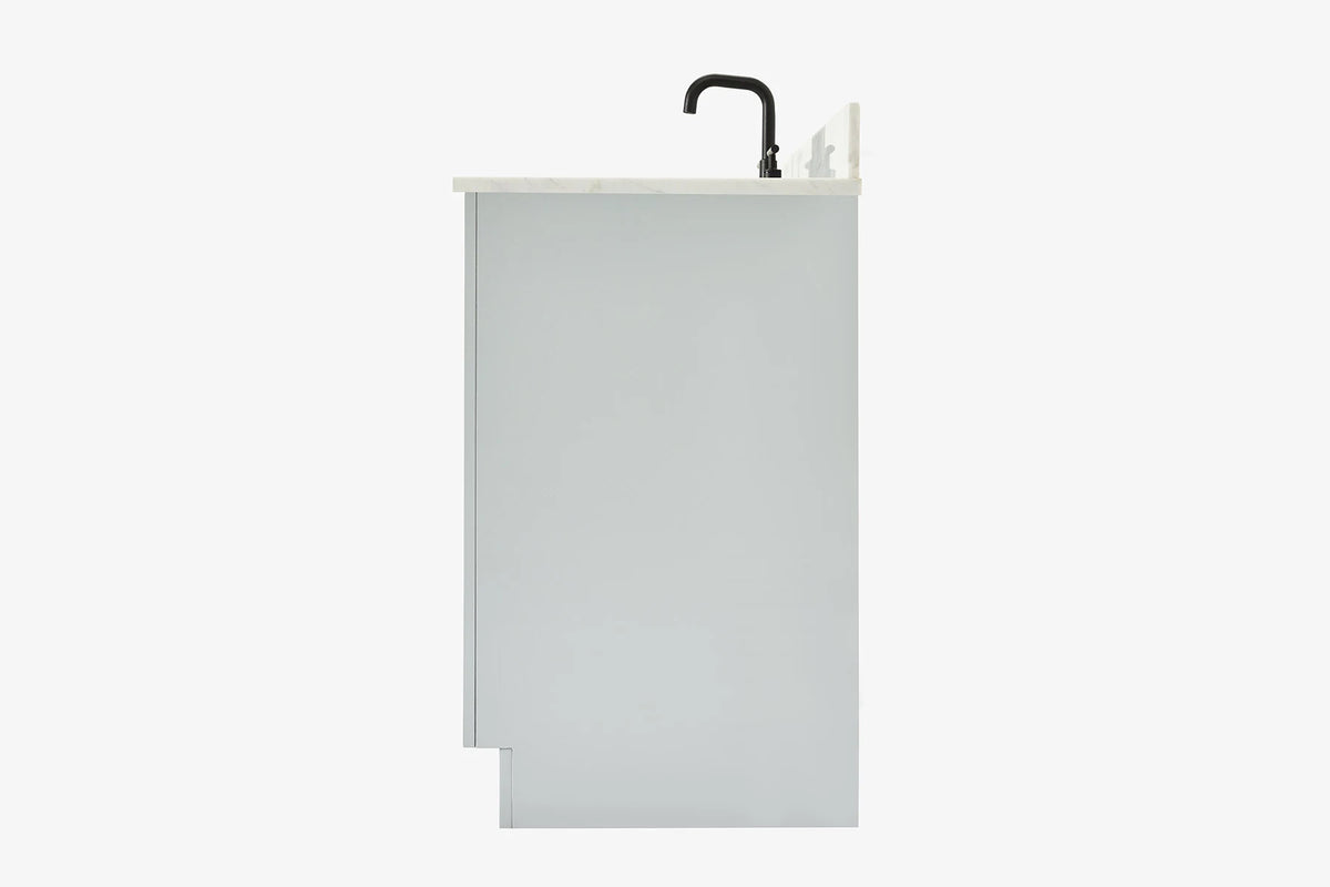 Ariel hepburn 43 in. right offset rectangle sink vanity with 0.75 in. carrara white countertop in white
