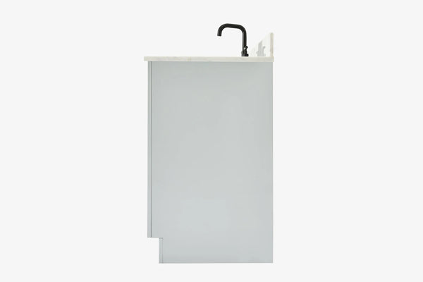 Ariel hepburn 43 in. right offset rectangle sink vanity with 0.75 in. carrara white countertop in white