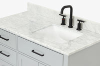 Ariel hepburn 43 in. right offset rectangle sink vanity with 0.75 in. carrara white countertop in white