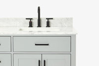 Ariel hepburn 43 in. right offset rectangle sink vanity with 0.75 in. carrara white countertop in white