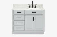 Ariel hepburn 42-43 in. right offset rectangle sink bathroom vanity with countertop 0.75-1.5 in edge