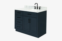 Ariel hepburn 43 in. right offset rectangle sink vanity with 0.75 in. carrara white countertop in white
