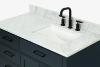 Ariel hepburn 43 in. right offset rectangle sink vanity with 0.75 in. carrara white countertop in white