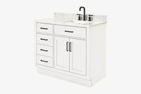 Ariel hepburn 43 in. right offset rectangle sink vanity with 0.75 in. carrara white countertop in white