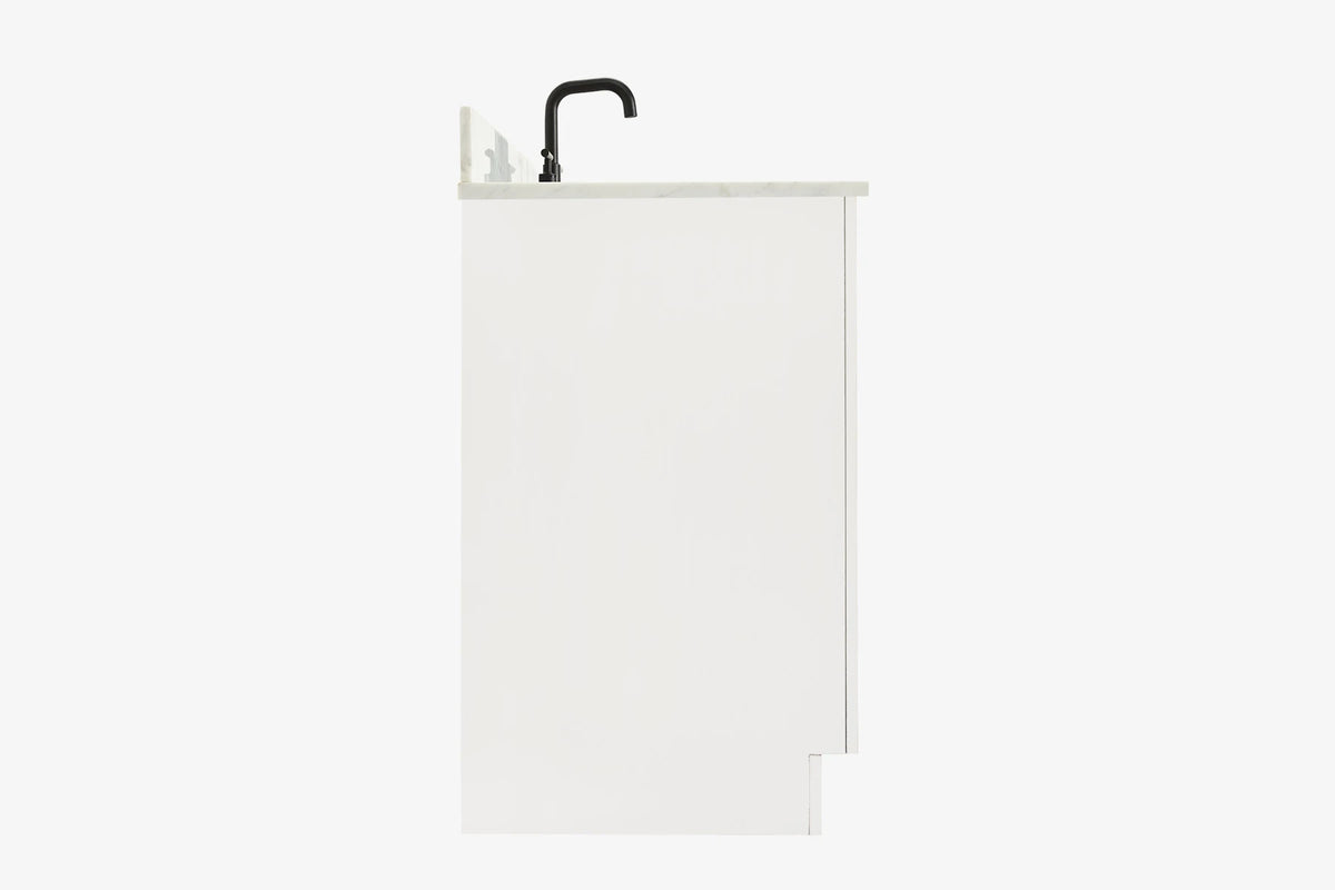 Ariel hepburn 43 in. right offset rectangle sink vanity with 0.75 in. carrara white countertop in white
