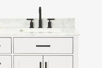 Ariel hepburn 43 in. right offset rectangle sink vanity with 0.75 in. carrara white countertop in white