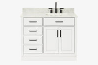 Ariel hepburn 42-43 in. right offset rectangle sink bathroom vanity with countertop 0.75-1.5 in edge