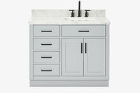 Ariel hepburn 42-43 in. right offset rectangle sink bathroom vanity with countertop 0.75-1.5 in edge