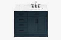 Ariel hepburn 43 in. right offset rectangle sink vanity with 0.75 in. carrara white countertop in white