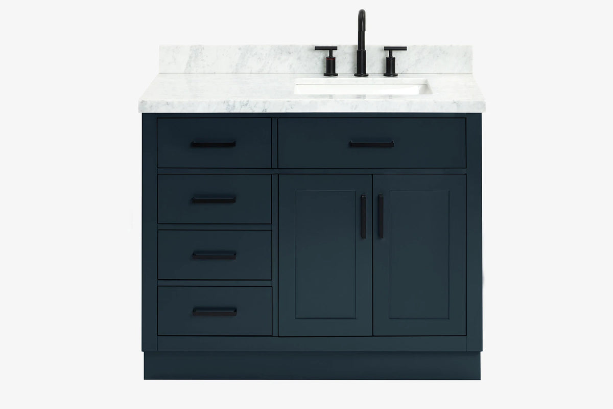 Ariel hepburn 42-43 in. right offset rectangle sink bathroom vanity with countertop 0.75-1.5 in edge
