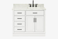 Ariel hepburn 42-43 in. right offset rectangle sink bathroom vanity with countertop 0.75-1.5 in edge