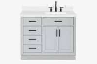 Ariel hepburn 43 in. right offset rectangle sink vanity with 0.75 in. carrara white countertop in white