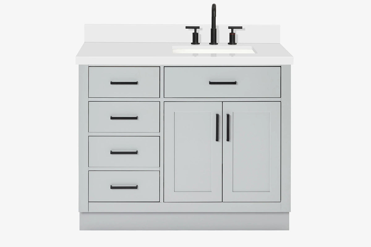 Ariel hepburn 42-43 in. right offset rectangle sink bathroom vanity with countertop 0.75-1.5 in edge