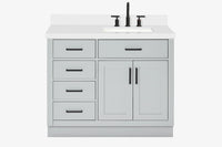 Ariel hepburn 42-43 in. right offset rectangle sink bathroom vanity with countertop 0.75-1.5 in edge