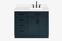 Ariel hepburn 42-43 in. right offset rectangle sink bathroom vanity with countertop 0.75-1.5 in edge