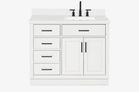 Ariel hepburn 42-43 in. right offset rectangle sink bathroom vanity with countertop 0.75-1.5 in edge