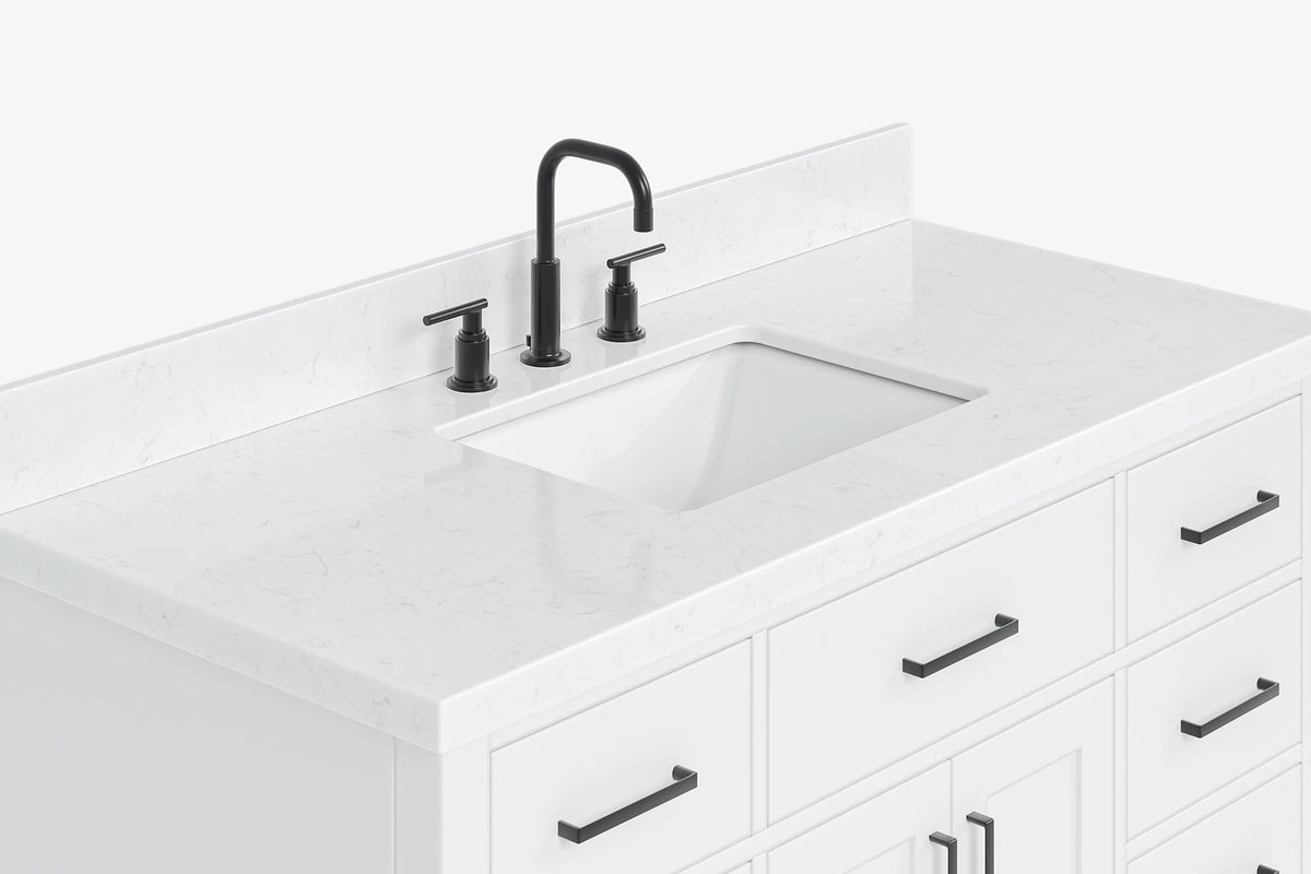 Ariel hepburn 48-49 in. rectangle sink bathroom vanity with  countertop 0.75-1.5 edge