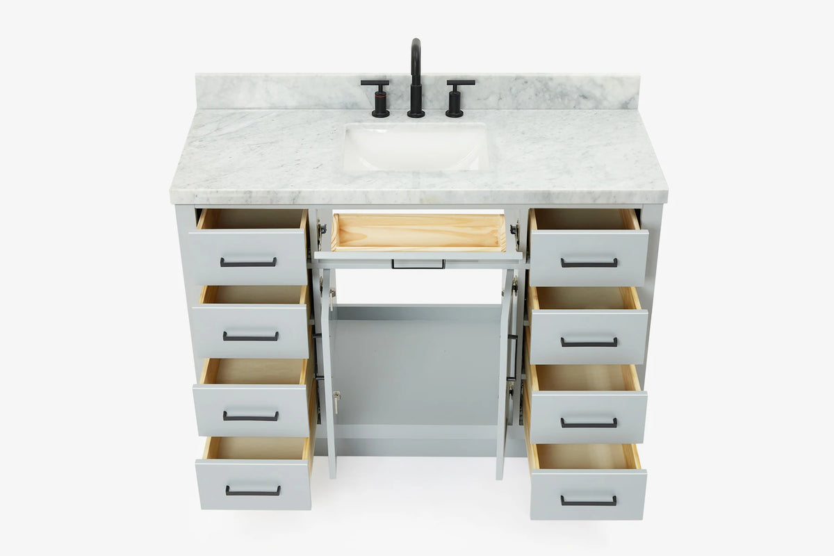 Ariel hepburn 48-49 in. rectangle sink bathroom vanity with  countertop 0.75-1.5 edge