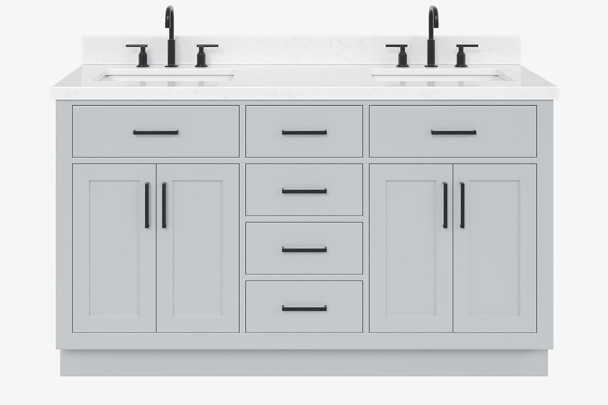Ariel hepburn 61-62 in. double rectangle sink vanity with 0.75-1.5 in. countertop