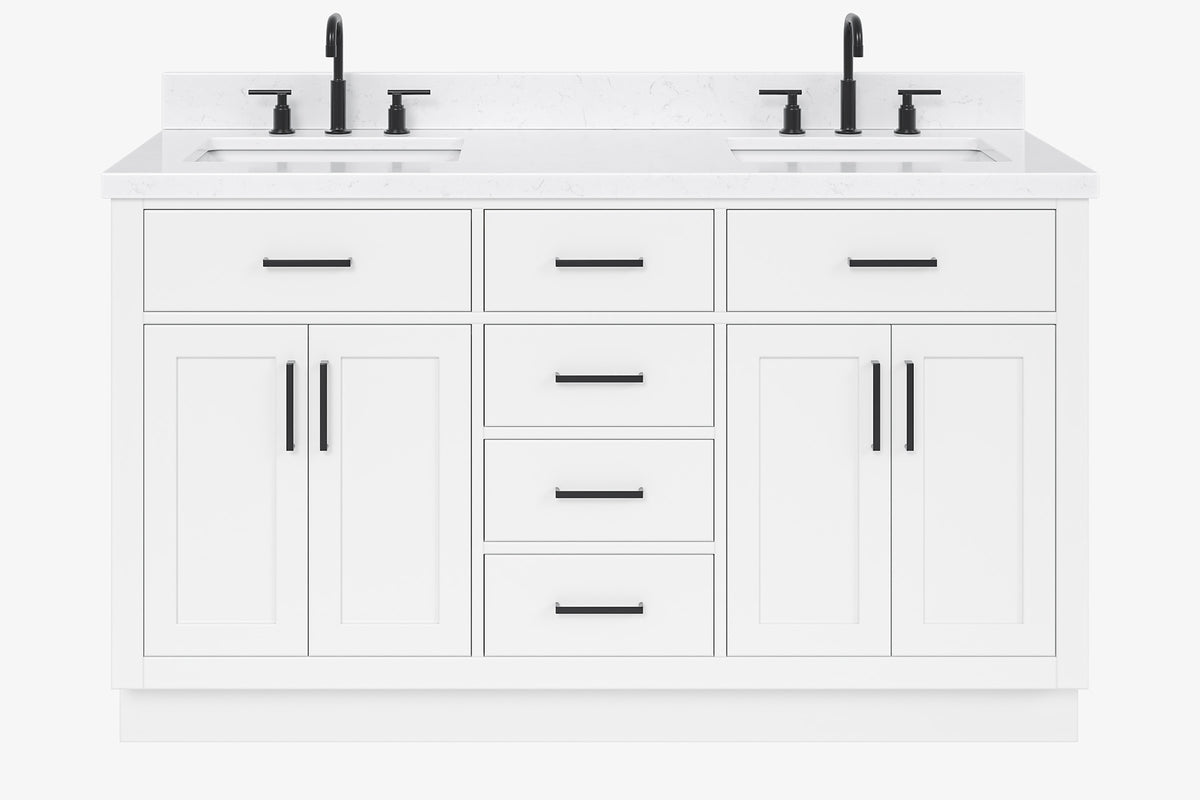 Ariel hepburn 61-62 in. double rectangle sink vanity with 0.75-1.5 in. countertop