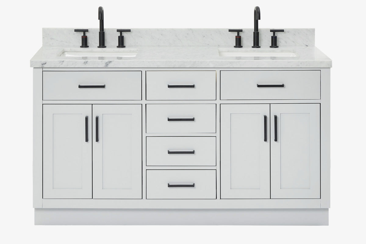 Ariel hepburn 61-62 in. double rectangle sink vanity with 0.75-1.5 in. countertop