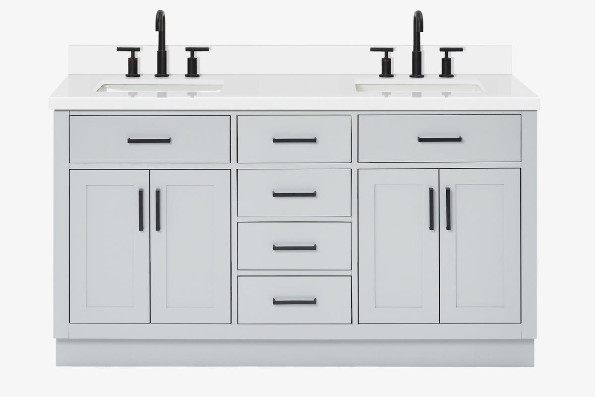 Ariel hepburn 61-62 in. double rectangle sink vanity with 0.75-1.5 in. countertop