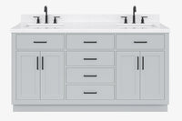 Ariel hepburn 66-67 inch double rectangle sink bathroom vanity with countertop 0.75-1.5 edge