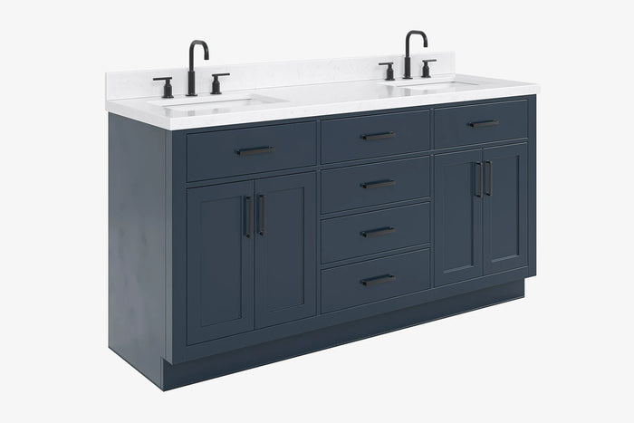 Ariel hepburn 66-67 inch double rectangle sink bathroom vanity with countertop 0.75-1.5 edge