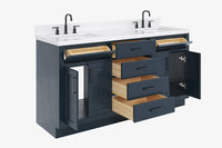 Ariel hepburn 66-67 inch double rectangle sink bathroom vanity with countertop 0.75-1.5 edge
