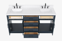 Ariel hepburn 66-67 inch double rectangle sink bathroom vanity with countertop 0.75-1.5 edge