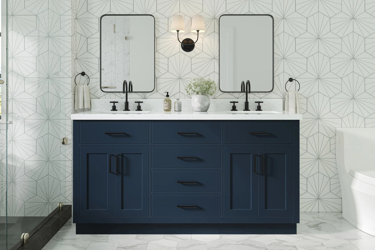 Ariel hepburn 66-67 inch double rectangle sink bathroom vanity with countertop 0.75-1.5 edge