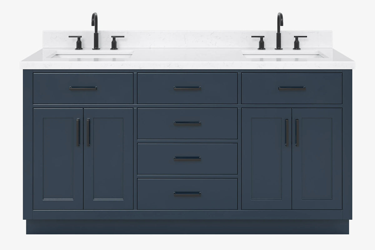 Ariel hepburn 66-67 inch double rectangle sink bathroom vanity with countertop 0.75-1.5 edge
