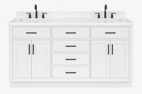 Ariel hepburn 66-67 inch double rectangle sink bathroom vanity with countertop 0.75-1.5 edge