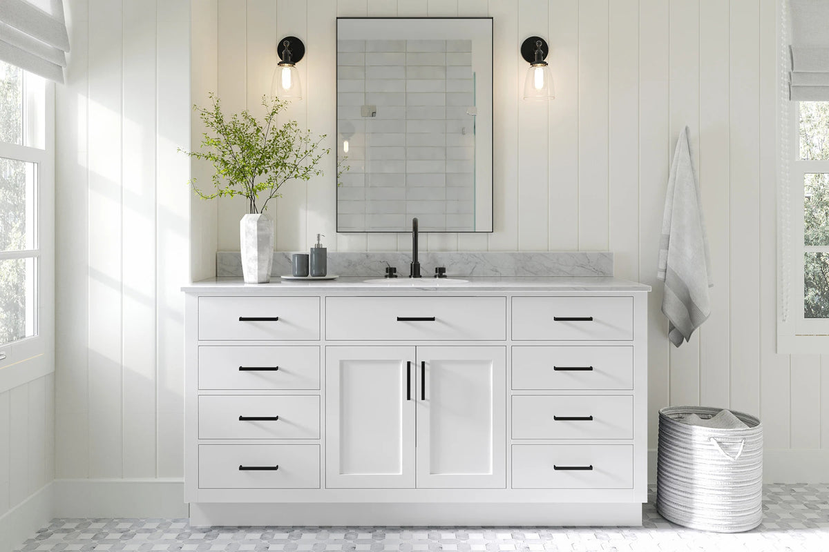 Ariel hepburn 66 inch single sink base cabinet in white