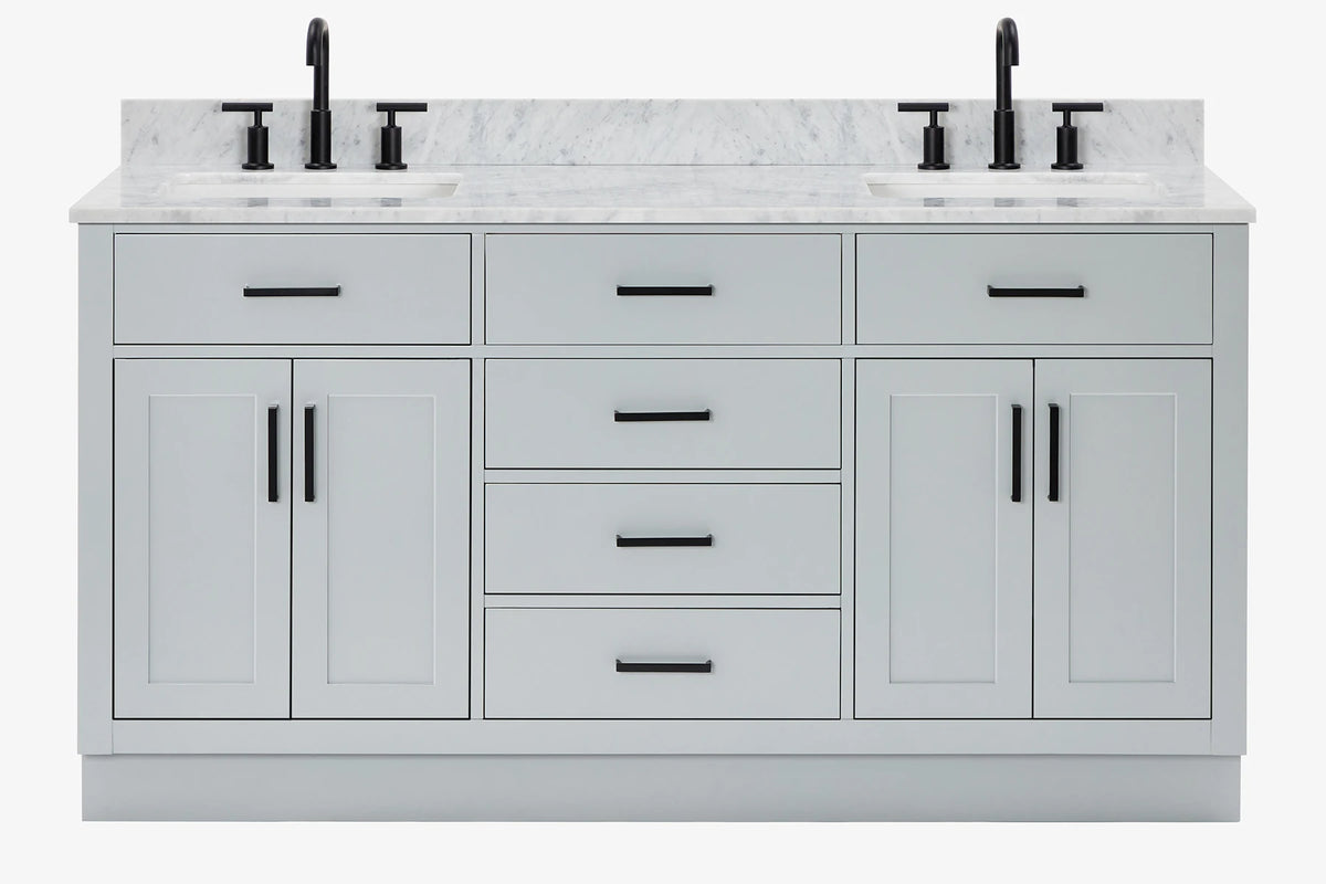 Ariel hepburn 66-67 inch double rectangle sink bathroom vanity with countertop 0.75-1.5 edge