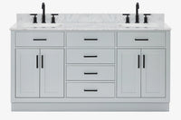 Ariel hepburn 66-67 inch double rectangle sink bathroom vanity with countertop 0.75-1.5 edge