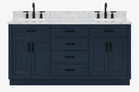 Ariel hepburn 66-67 inch double rectangle sink bathroom vanity with countertop 0.75-1.5 edge