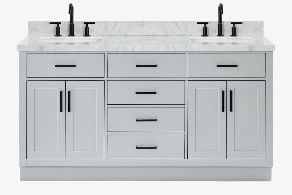 Ariel hepburn 66-67 inch double rectangle sink bathroom vanity with countertop 0.75-1.5 edge