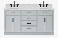 Ariel hepburn 66-67 inch double rectangle sink bathroom vanity with countertop 0.75-1.5 edge